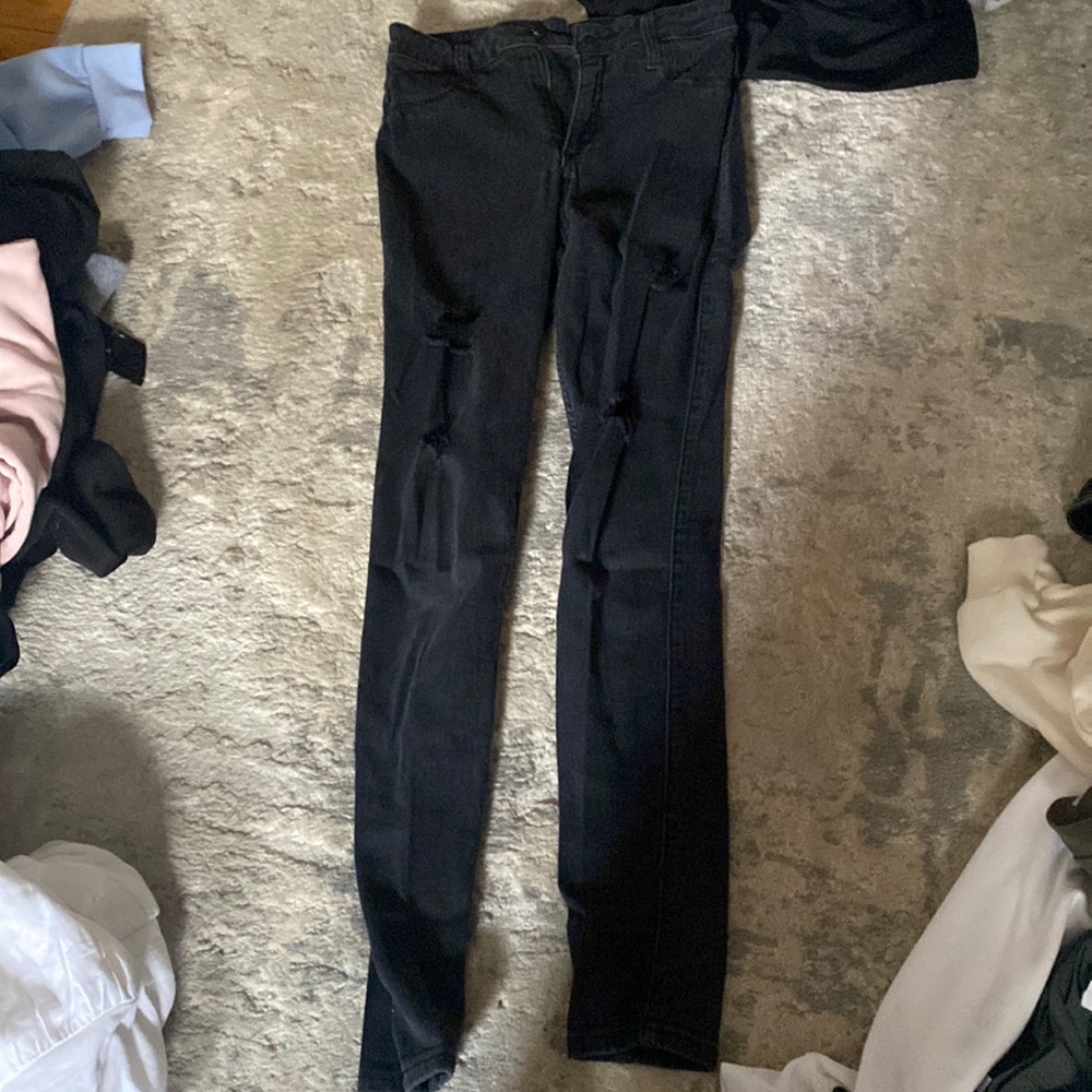 black ripped Hollister jeans